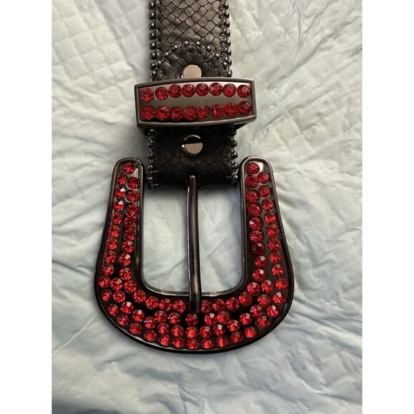 Luxe International Red Studded Belt, Size XS(30-34), Stones Put In By Hand main image 8